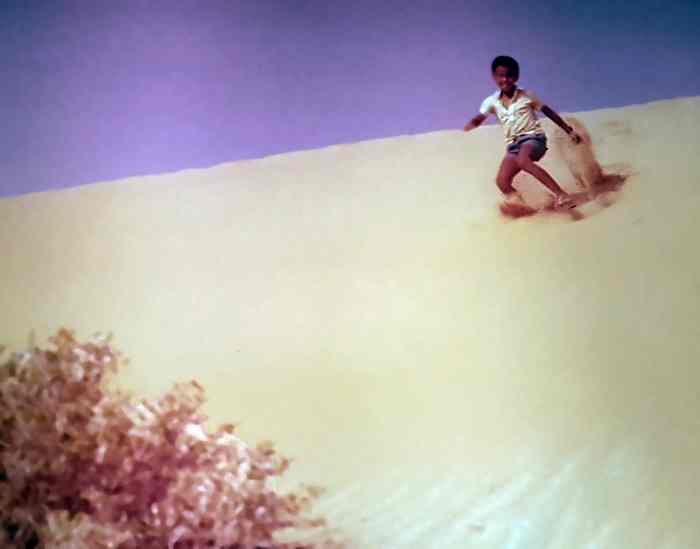 A sand dune breaks the monotony