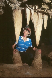 Susy Pint trapped between the JAWS of Surprise Cave