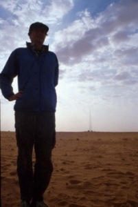 Greg Gregory wishing for breakfast near the Aramco tower