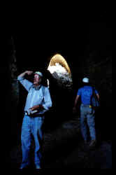 Archeologists Phil Weigand and Chris Beekman in the azood or reservoir