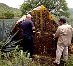 Carlos Lopez measuring INAH site