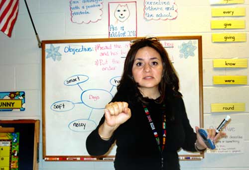 Marilu Salazar teaching at Buckland Mills School in Virginia