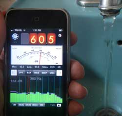 Sound Level of running water: about 60 decibels