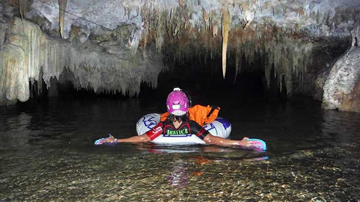 Elsi Lara in Pool Tunich Cave - Photo by Chris Lloyd