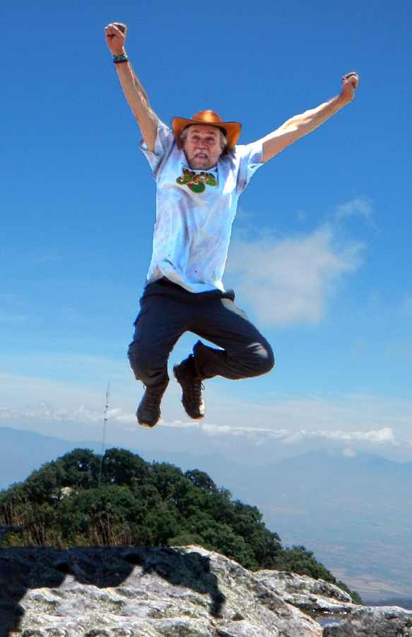 Rodrigo Orozco jumps for joy on top of La Tetilla