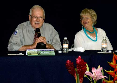 Phil and Acelia Weigand are honored at a ceremony in The Magic Top Museum in Zapopan. Photo: John Pint