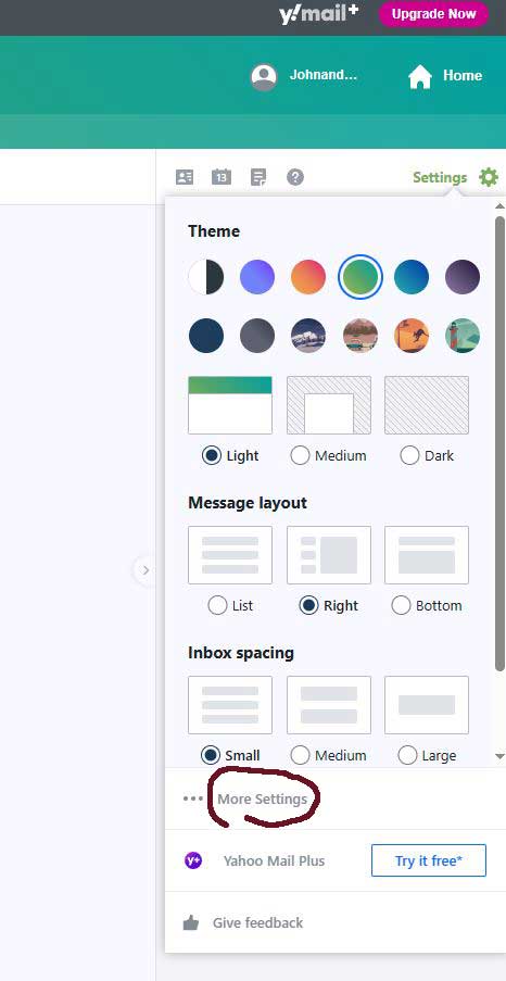 Location of More Settings